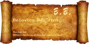 Belovics Bálint névjegykártya